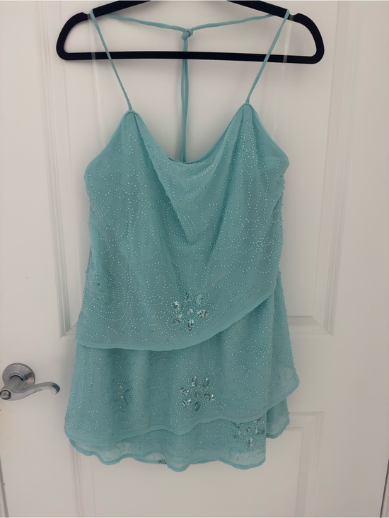 Peppermayo Dresses & Skirts - Beaded Halterneck Mini Dress in Turquoise